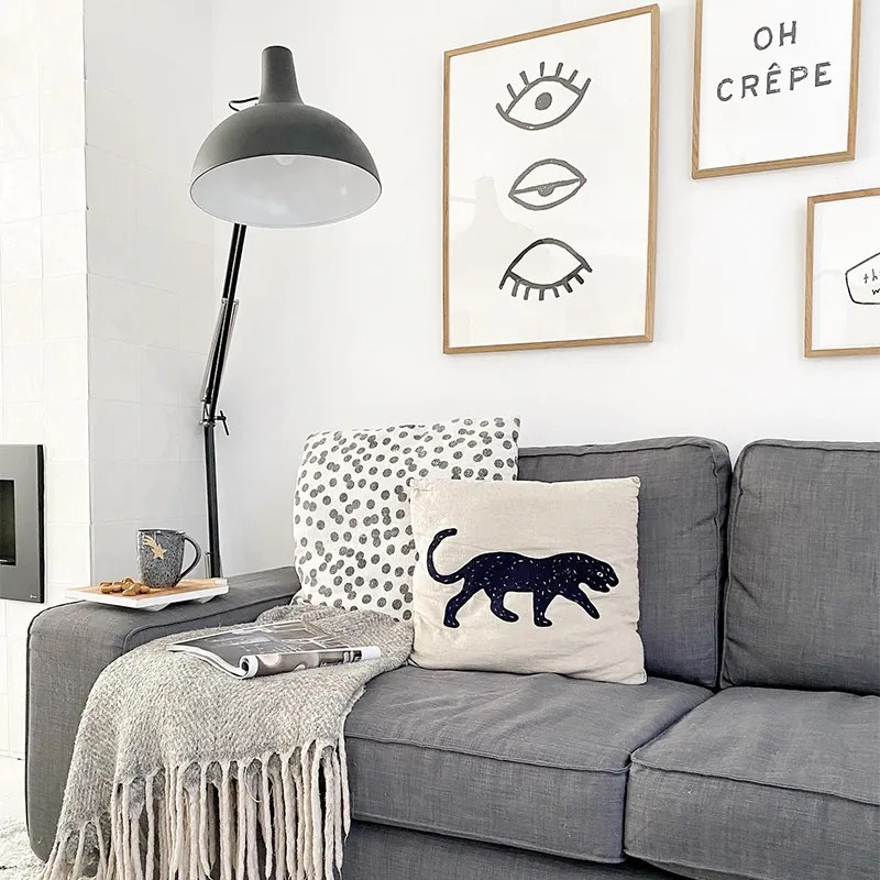 Candeeiro de pé industrial preto regulável - Hobby