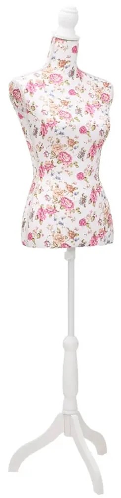 vidaXL Busto manequim de senhora algodão branco e rosa