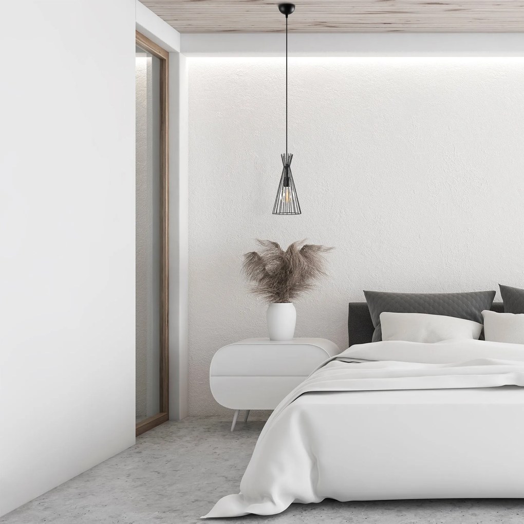 Candeeiro de Teto Mezopotamya – Preto – Diâmetro 20 cm, Altura 136 cm