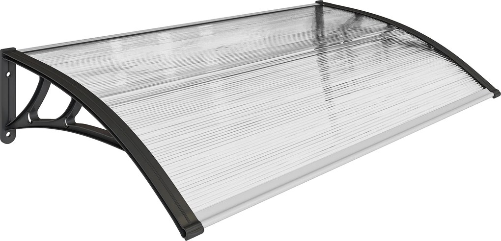 Outsunny Marquise para Portas e Janelas 110x60 cm com Painéis de Policarbonato e Barras de Alumínio Transparente | Aosom Portugal