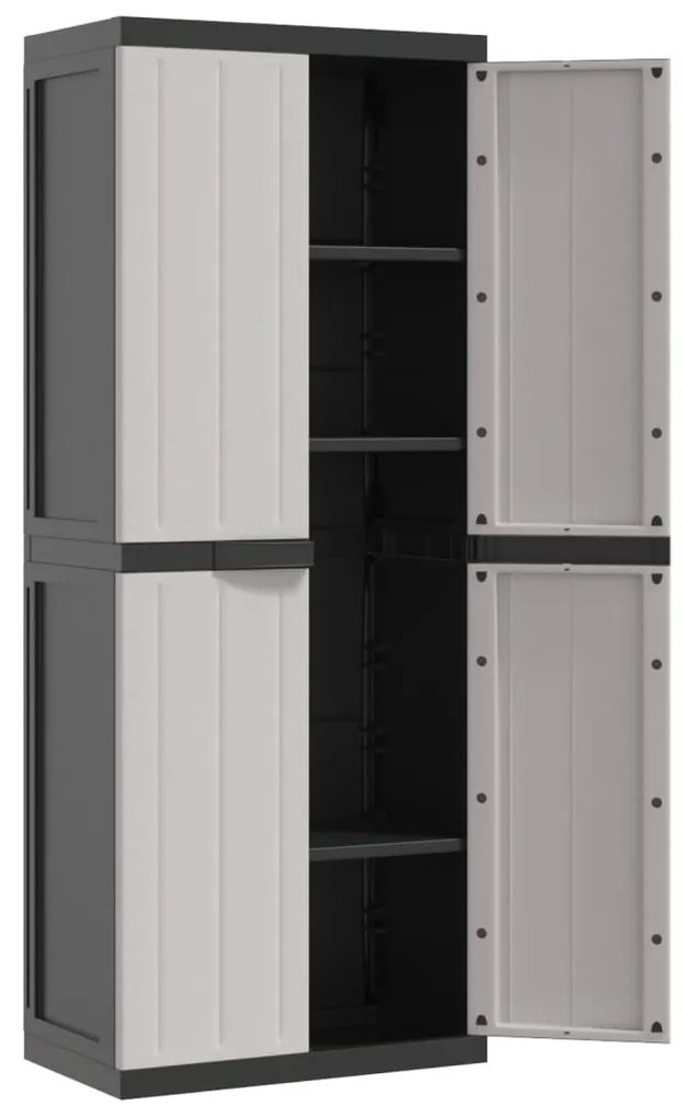 Móvel de arrumação para exterior 65x37x165 PP cinzento e preto