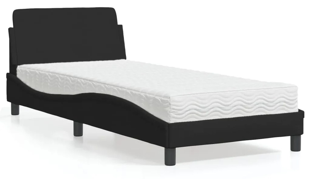 Cama com colchão 90x190 cm tecido preto