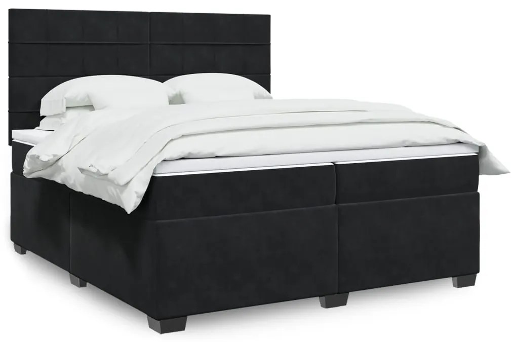 vidaXL Cama com molas/colchão 200x200 cm veludo preto