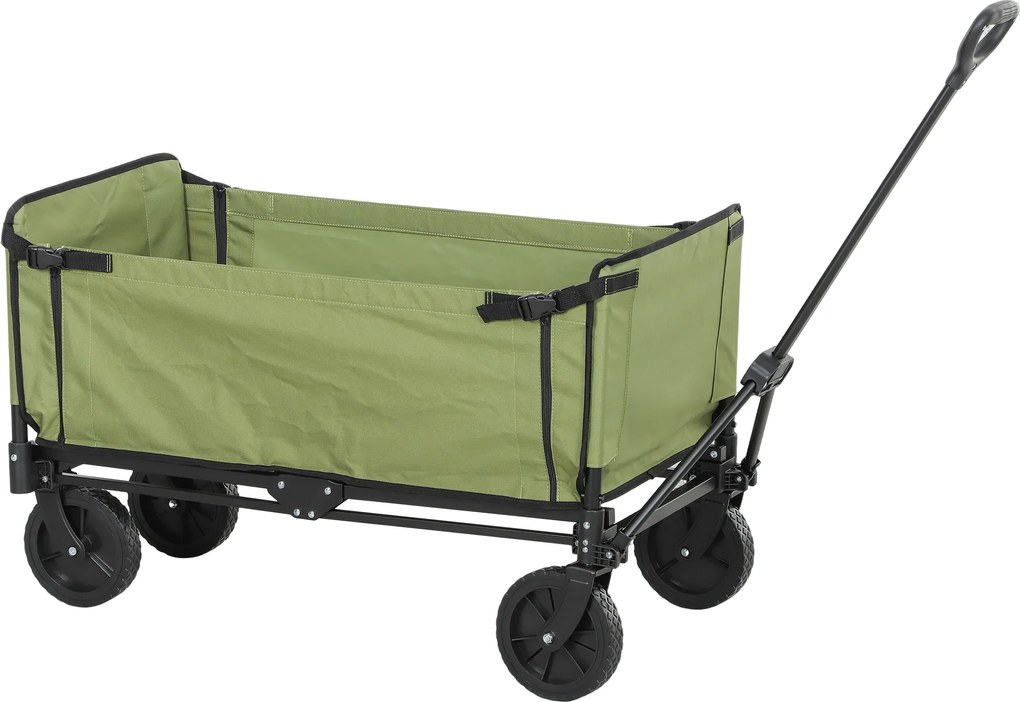 Outsunny Carrinho Dobrável 130 L para Jardim Bolsa Removível Punho Giratório 90x50x60 cm | Aosom Portugal