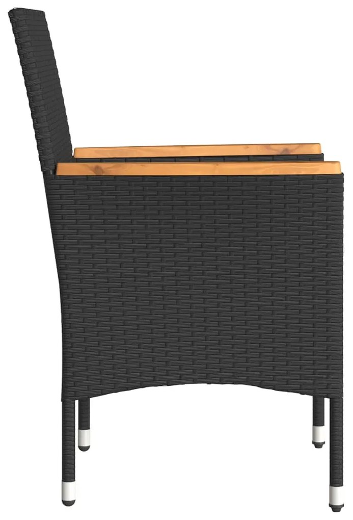 Cadeiras de jardim com almofadões 2 pcs vime PE preto