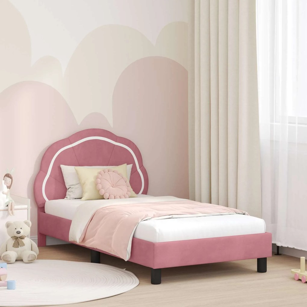vidaXL Estrutura de Cama Infantil com Cabeceira Rosa 80 x 160 cm