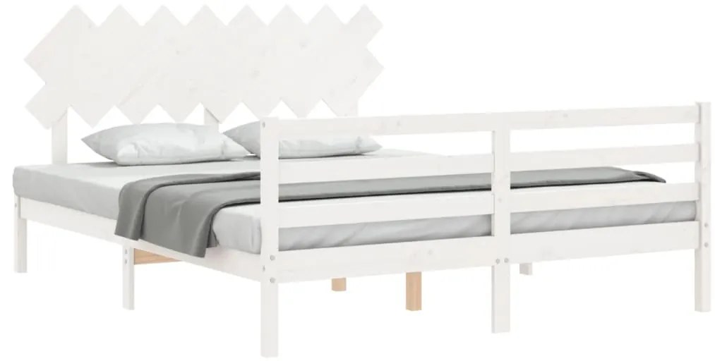 Estrutura de cama com cabeceira 160x200 cm madeira maciça