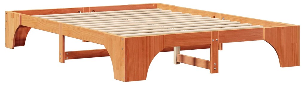 Estrutura de Cama Marrom Encerado Madeira maciça 140 x 200 cm