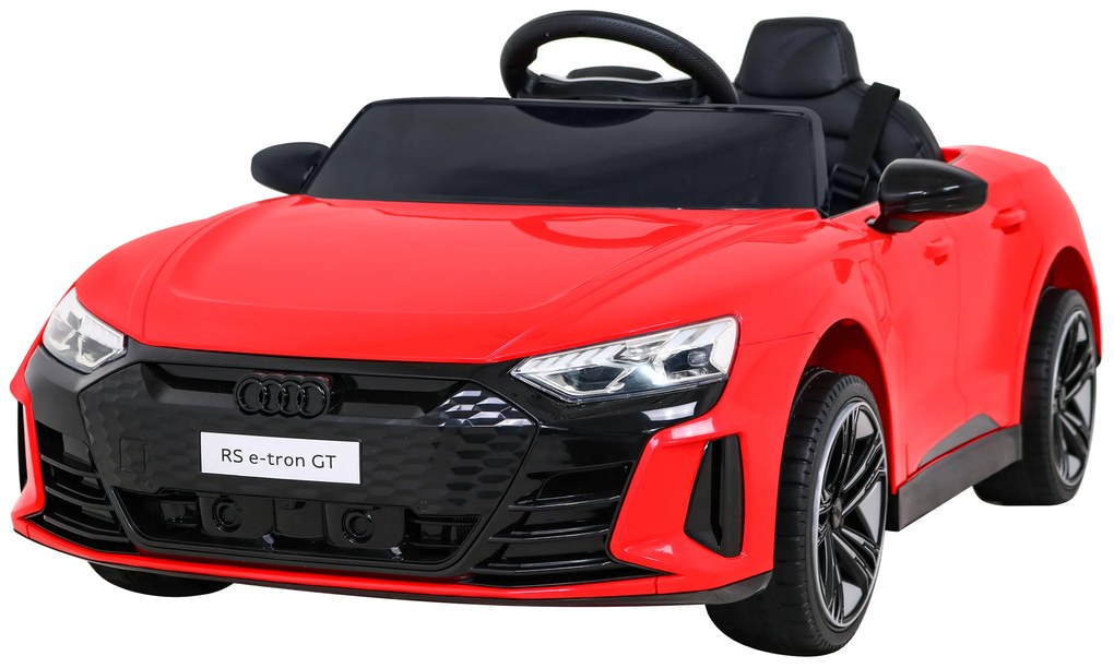 Carro elétrico para Crianças 12V 4x4 Audi RS E-Tron GT Rodas de EVA, Assento de couro Vermelho