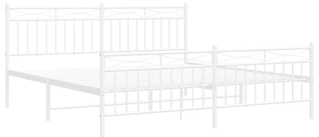 Estrutura de cama com cabeceira e pés 180x200 cm metal branco