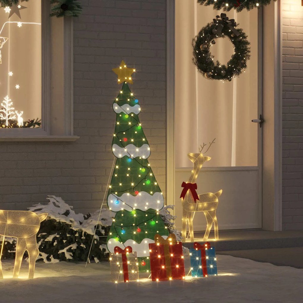 vidaXL Árvore de Natal Iluminada com 3 Caixas de Presente 2D Branco Quente