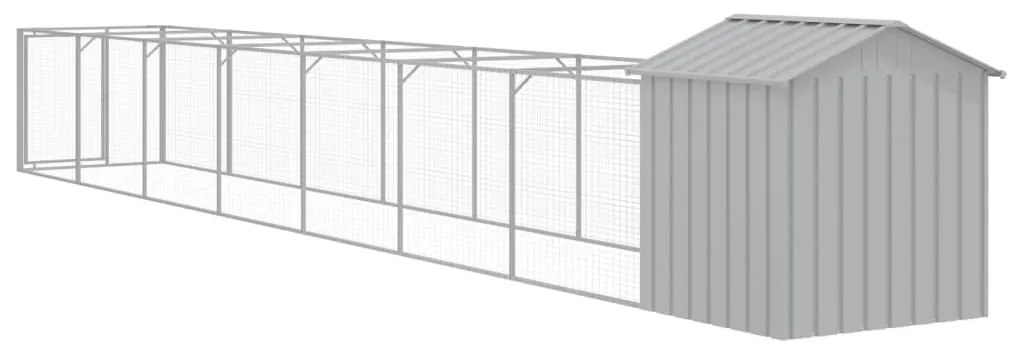 Casota para cães com telhado aço galvanizado cinzento-claro