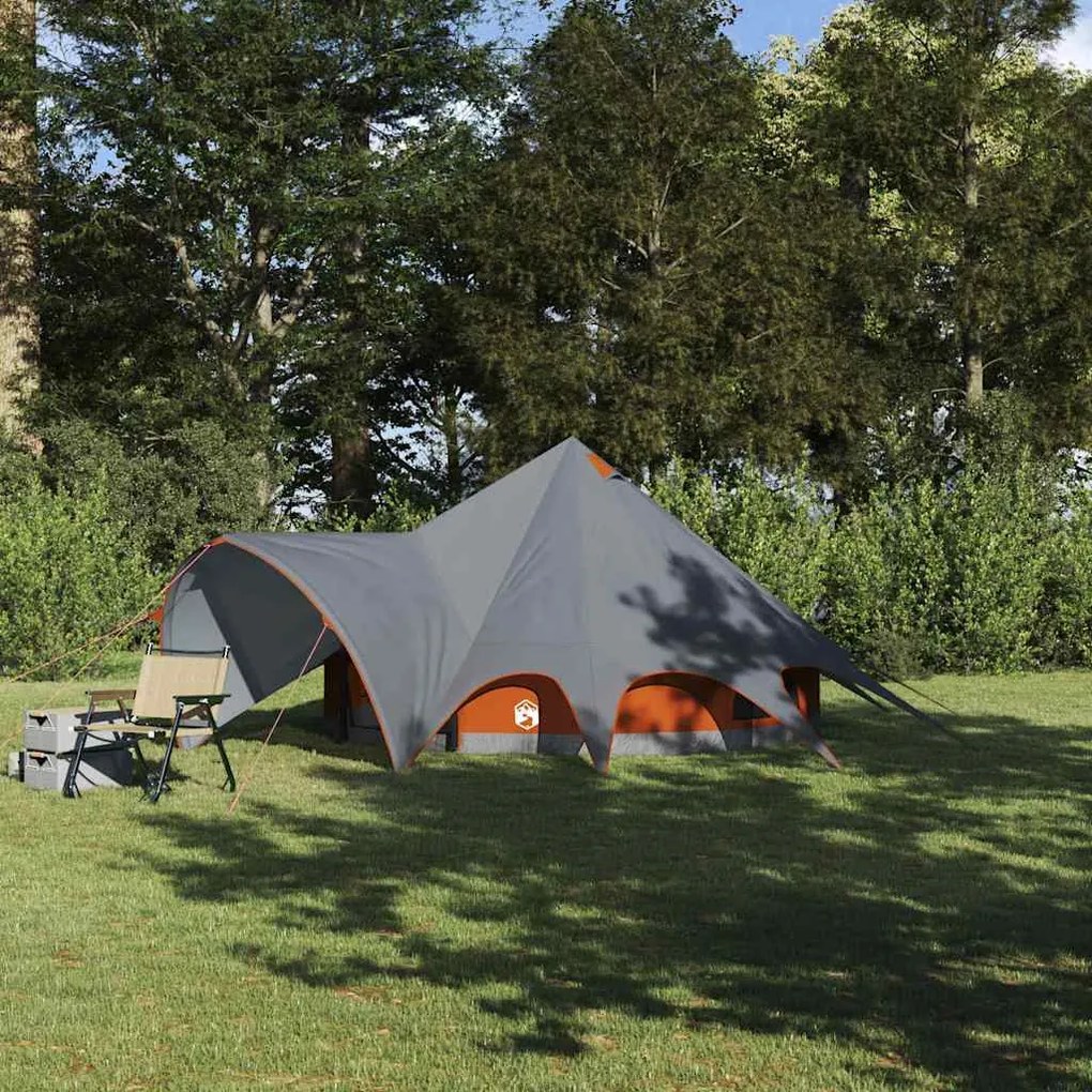 vidaXL Tenda Teepee com telhado Cinza e Laranja 600 x 600 x 347 cm