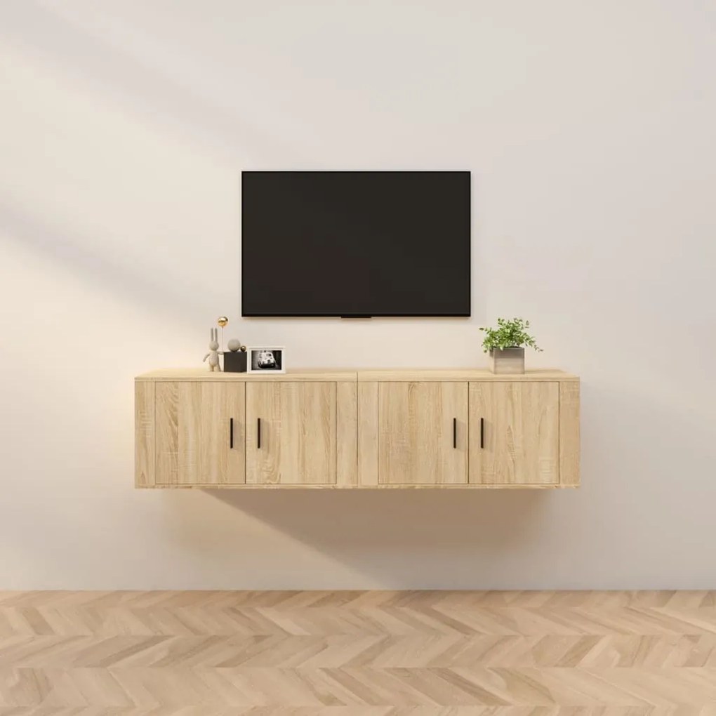 vidaXL Móveis de TV de parede 2 pcs 80x34,5x40 cm carvalho sonoma