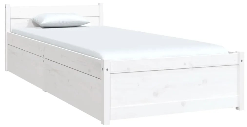 Estrutura cama de solteiro pequena c/ gavetas 75x190 cm branco