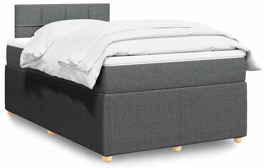 Cama boxspring com colchão 120x190 cm tecido cinzento-escuro
