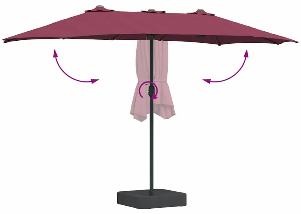Guarda-sol de Jardim Vermelho bordô 385 x 209 x 244 cm tecido