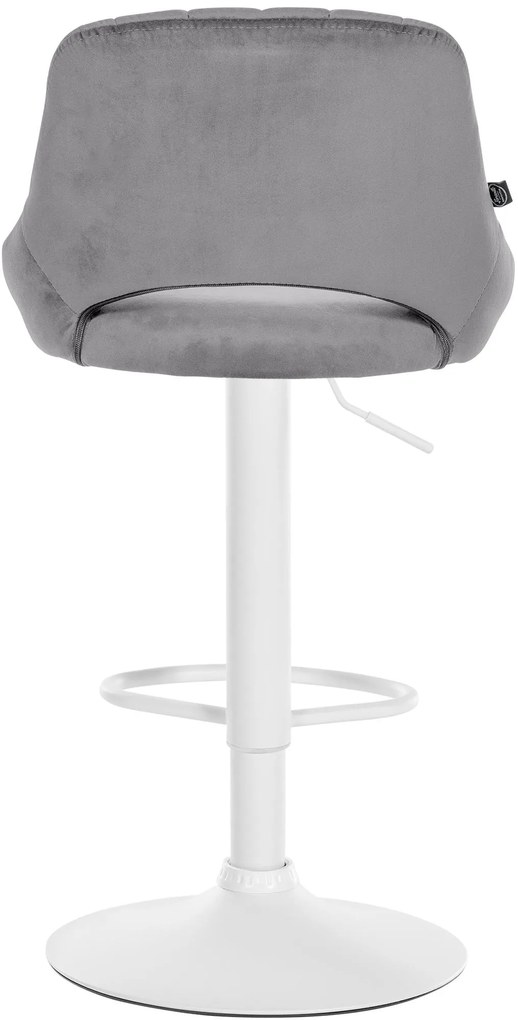 Banco alto Milet em veludo com estrutura branca 85-106 x 47 x 48 cm Cinzento