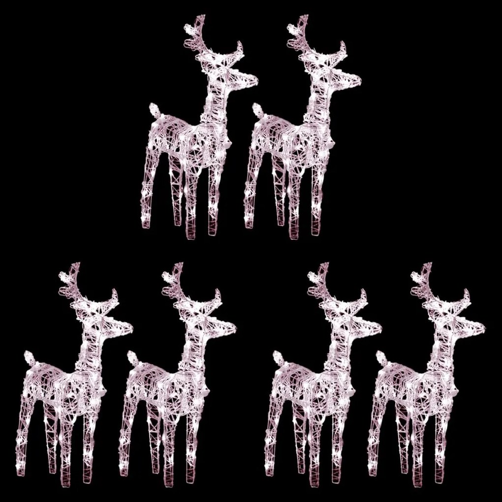 vidaXL Renas de Natal 6 pcs 240 luzes LED acrílico branco quente