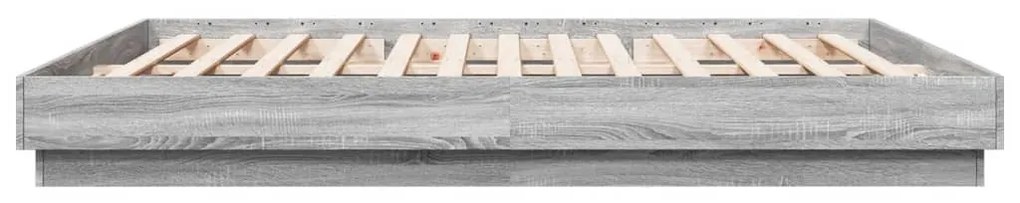 Estrutura de cama com luzes LED 200x200 cm cinzento sonoma