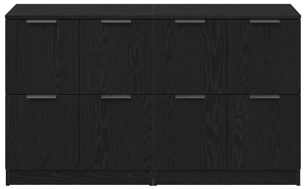 Buffets 2 pcs Madeira de Carvalho Preto 60x30x70 cm Madeira Engenharia