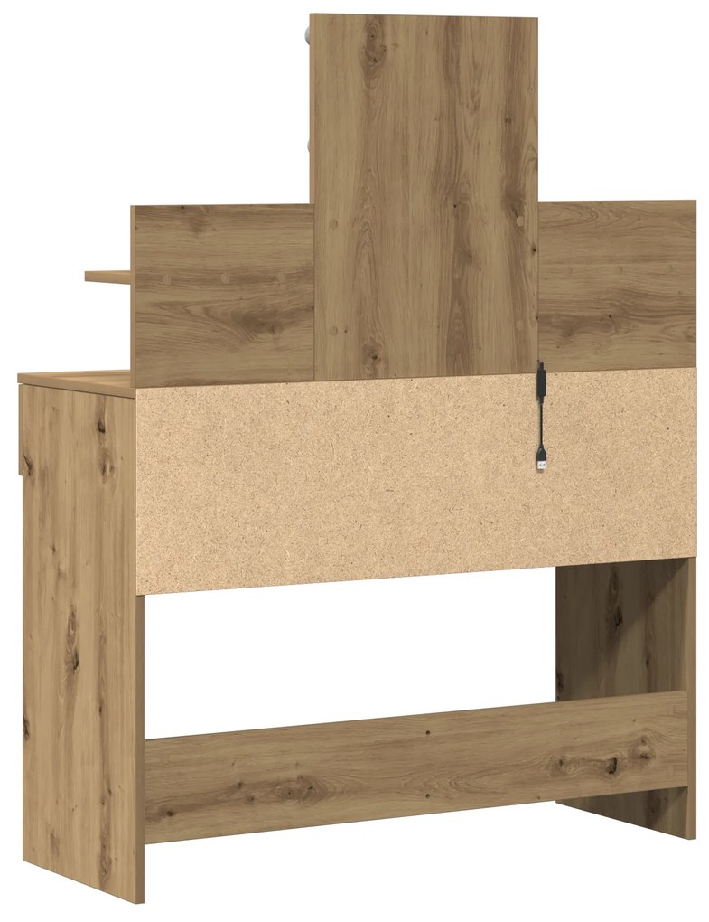 Mesa de Maquilhagem com LED Carvalho Artesanal 100x40x130 cm