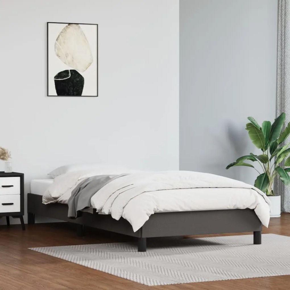 346884 vidaXL Estrutura de cama 90x200 cm couro artificial cinzento