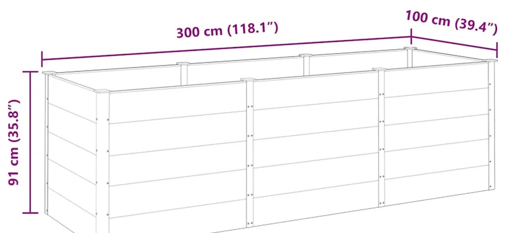 Canteiro elevado de jardim 300x100x91 cm WPC cinzento