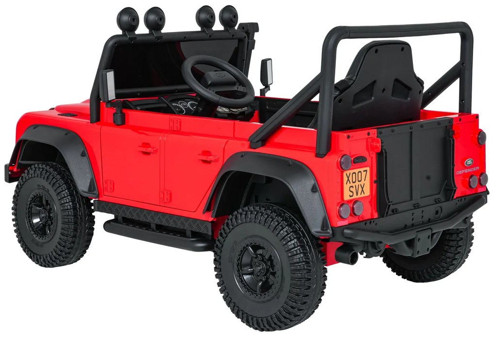Jipe elétrico para Crianças 24V Land Rover Defender 110 SVX Concept Rodas Espuma EVA, Assento couro ecológico Vermelho