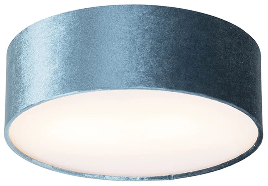 Candeeiro de teto moderno azul 30 cm com interior dourado - Drum Moderno