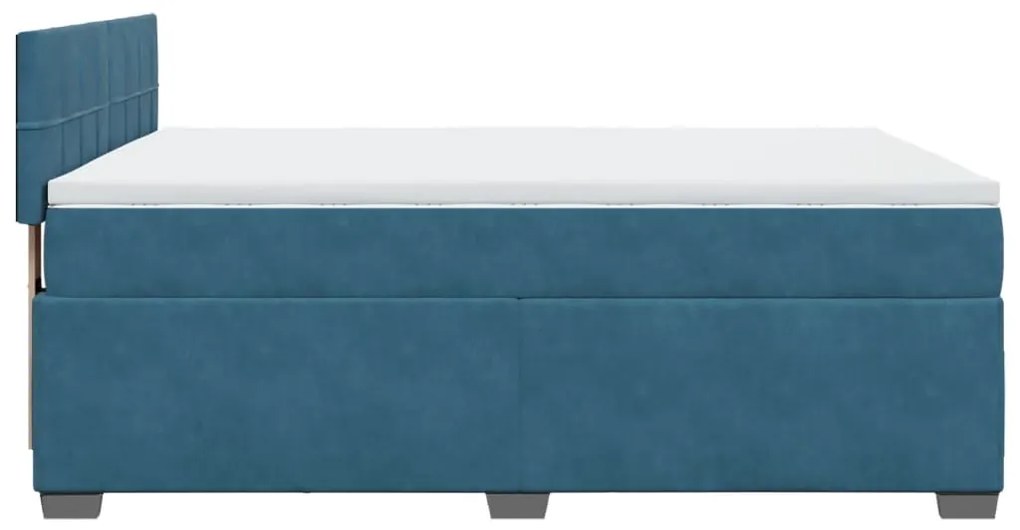 Cama com molas/colchão 160x200 cm veludo azul