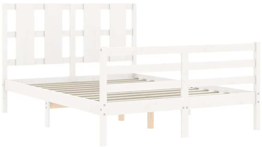 Estrutura de cama com cabeceira 140x200cm madeira maciça branco