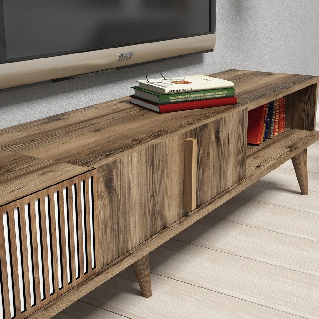 Conjunto de Mobiliário de Sala Milan – Nogueira – TV Stand 180x40x35 c