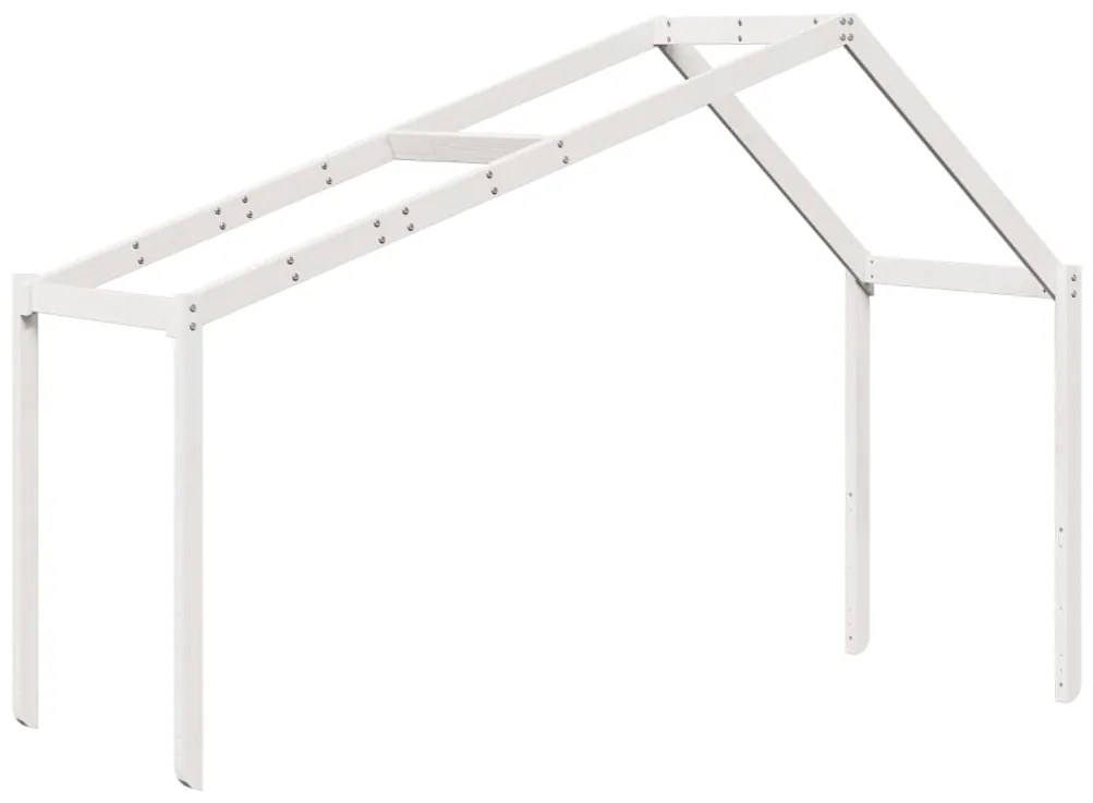 Cama alta com telhado 90x200 cm pinho maciço branco