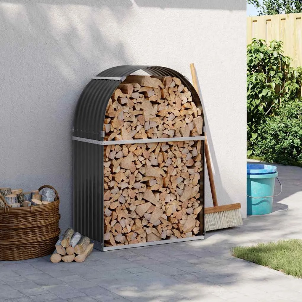 vidaXL Suporte para lenha 80x45x120 cm Antracite Aço galvanizado