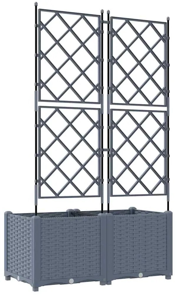 Vaso de Jardim com Treliça 2 pcs Cinzento-claro 80x40x143 cm
