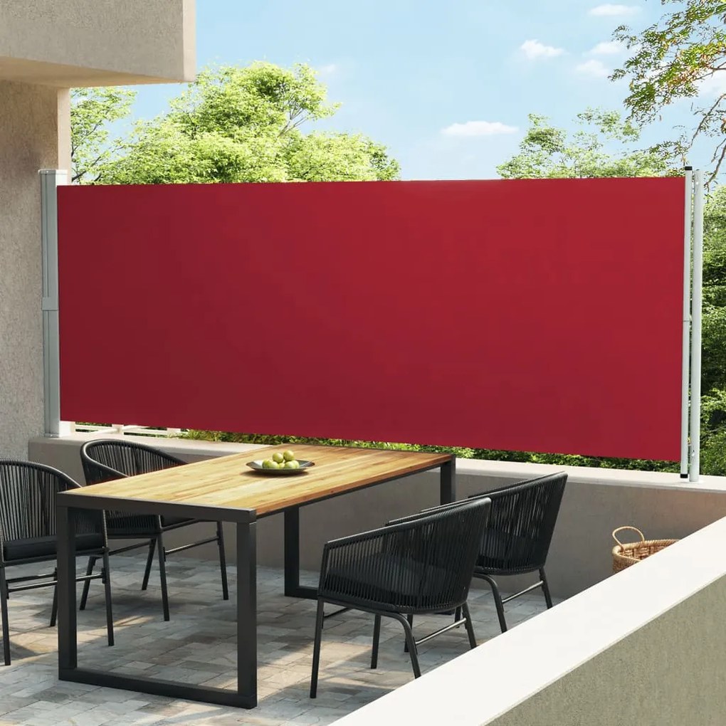 vidaXL Toldo lateral retrátil para pátio 600x170 cm vermelho
