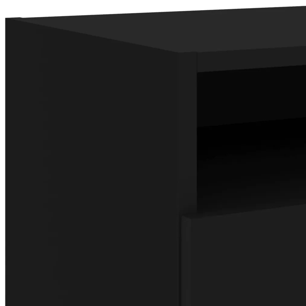 Mesa de cabeceira com luzes LED 40x39x37 cm preto