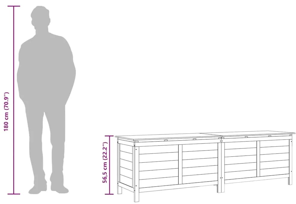 Caixa arrumação p/jardim 198,5x50x56,5cm abeto maciço antracite