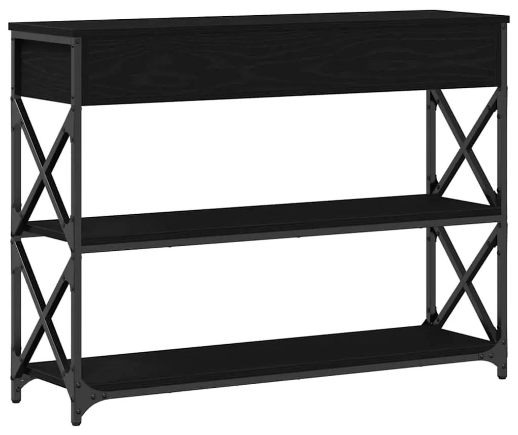 Mesa de Consola vidaXL Preto Carvalho 100x28x75 cm Madeiras Reformadas