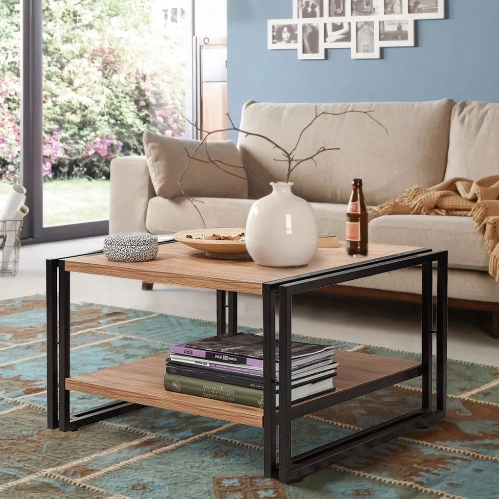 Conjunto de Mobiliário de Sala de Estar Cosmo – Pinho Atlântico/Preto