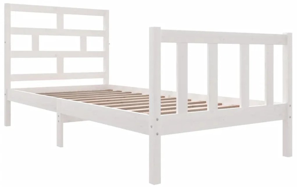 Estrutura de cama solteiro 90x190 cm pinho maciço branco