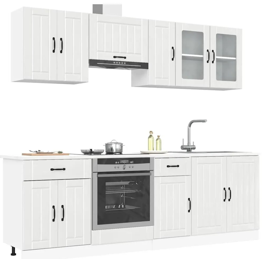vidaXL 8 peças armário de cozinha conjunto Kalmar branco brilhante