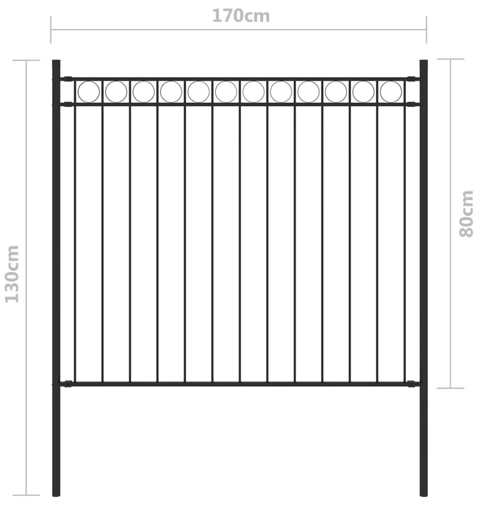 Cerca de jardim 1,7x0,8 m aço preto