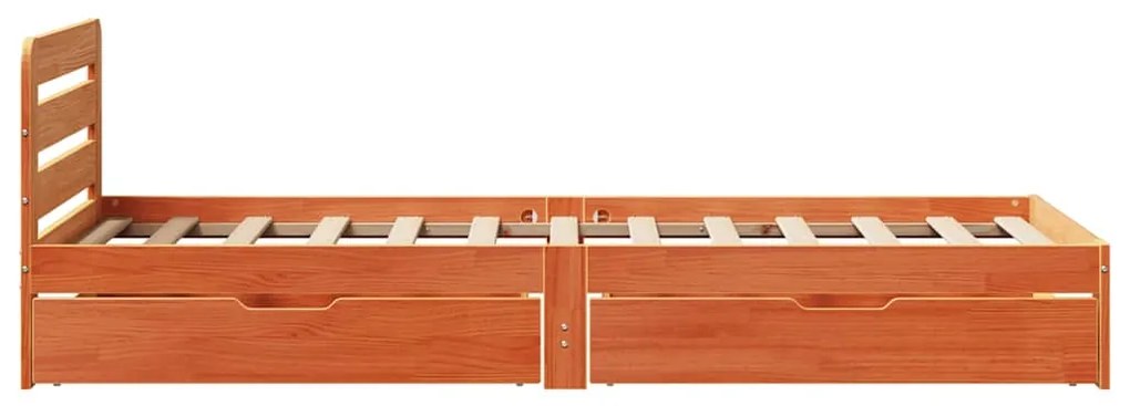 Cama sem colchão 75x190 cm madeira de pinho maciça castanho-mel