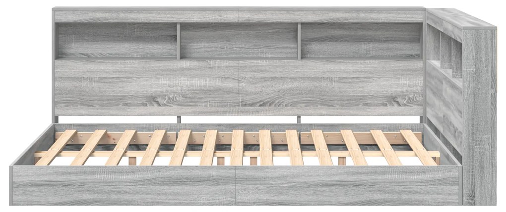 Cama com Estante Cinza Sonoma 120x200 cm Madeira Engenharia