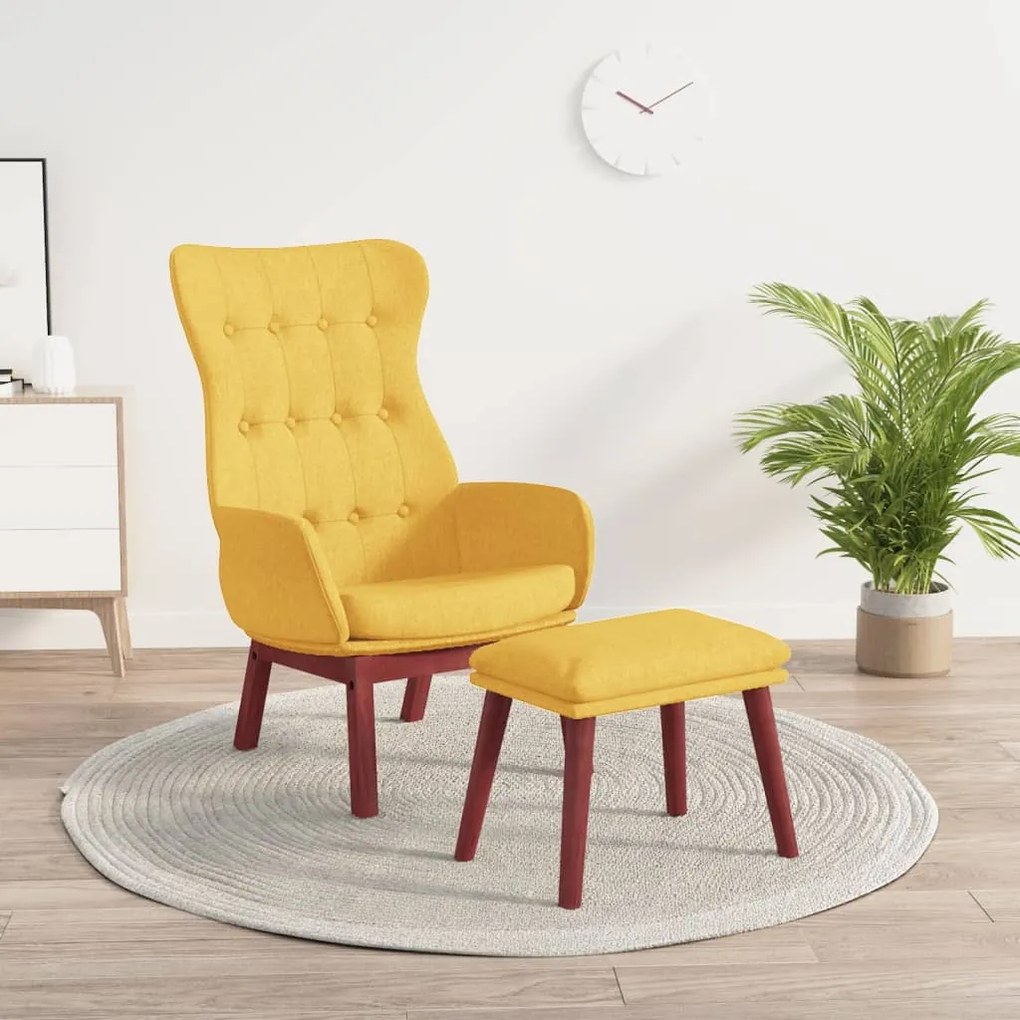 vidaXL Cadeira de descanso com banco p/ pés tecido amarelo mostarda
