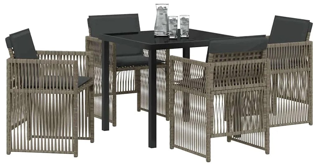 Conjunto de Jantar para Jardim com 5 Peças e Almofadas Cinzas de Ratta