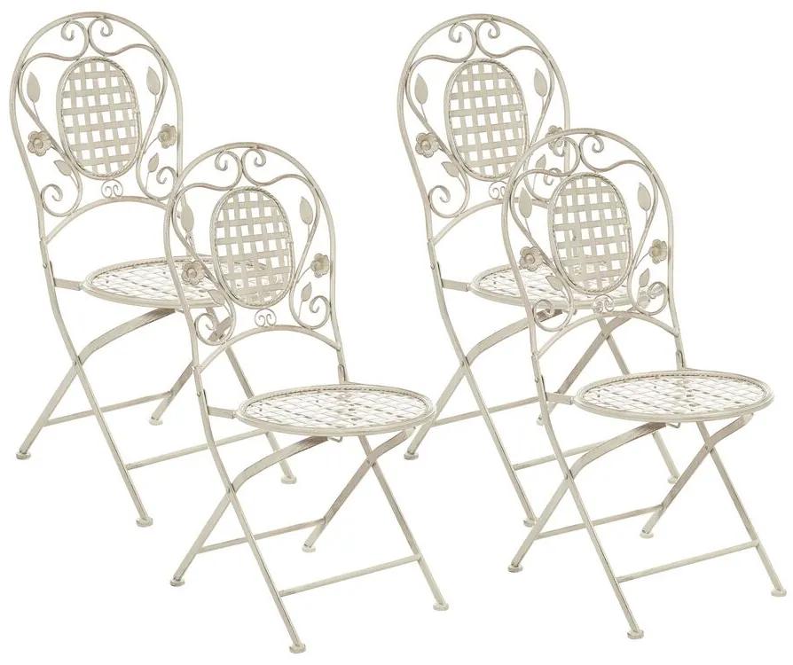 Conjunto de 4 cadeiras de jardim em metal branco sujo BIVIO Beliani