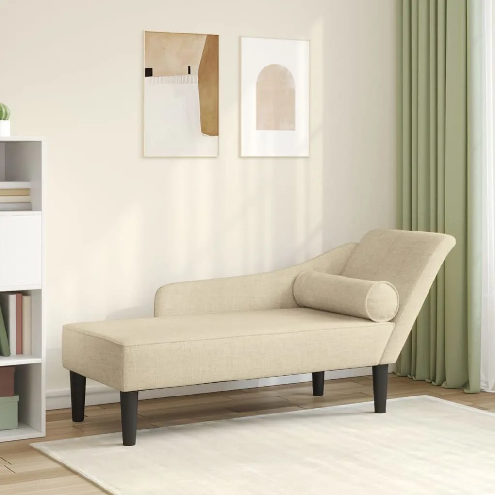 Chaise lounge com almofadões tecido creme